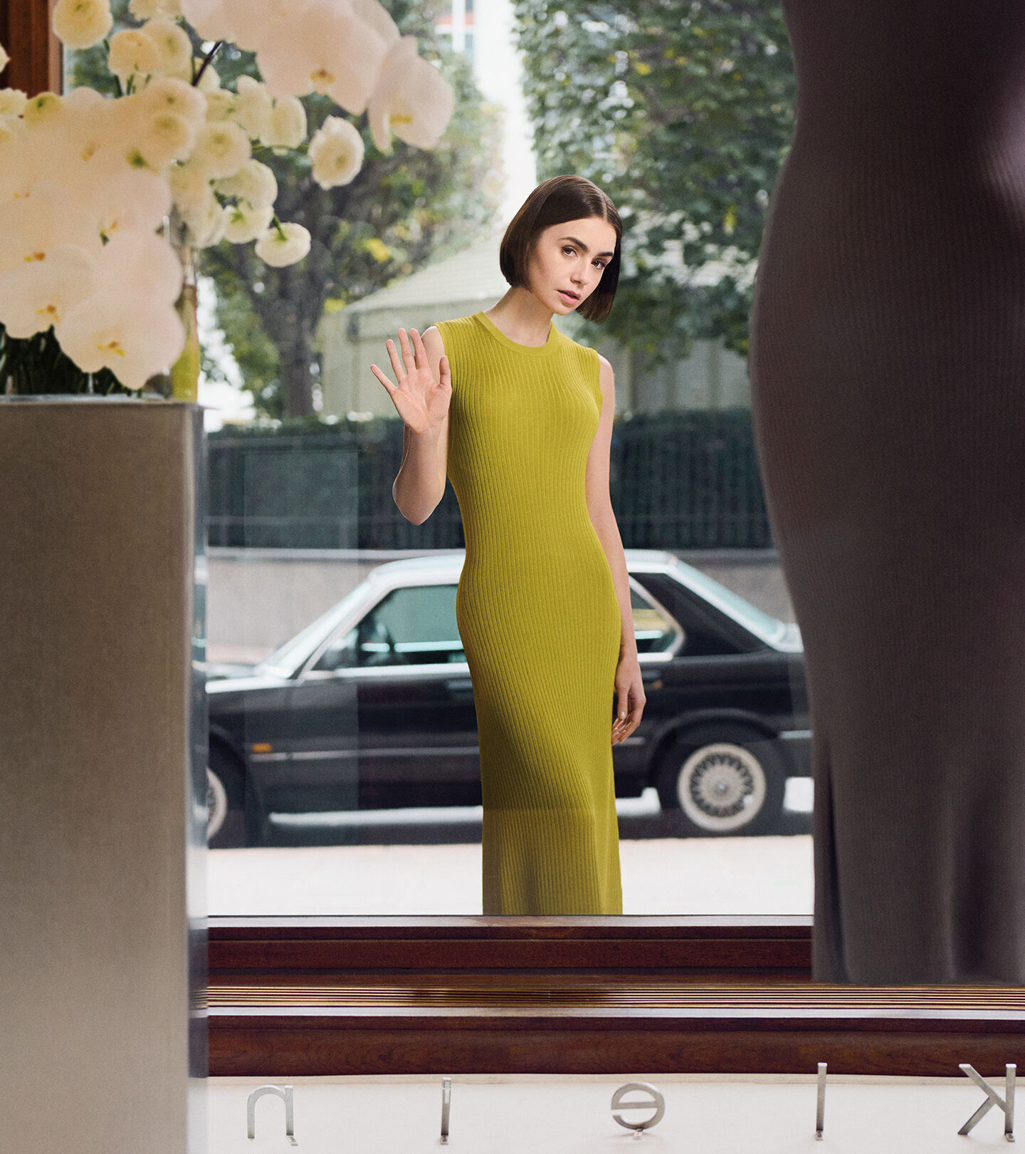 Calvin Klein featuring Lily Collins in Women's Dresses