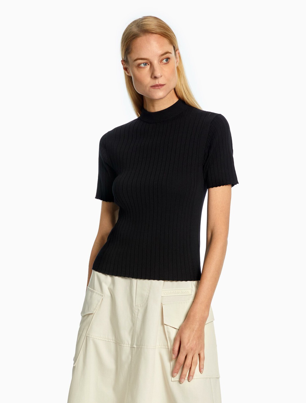 Premium Rib Knit Top, CK BLACK, hi-res