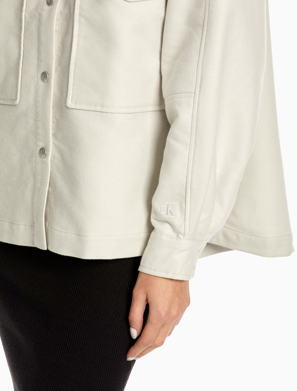 Relaxed Cotton Shacket, Stratus Grey, hi-res