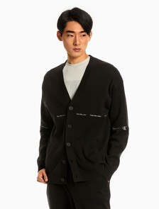 Logo Stripe Cardigan, Ck Black, hi-res