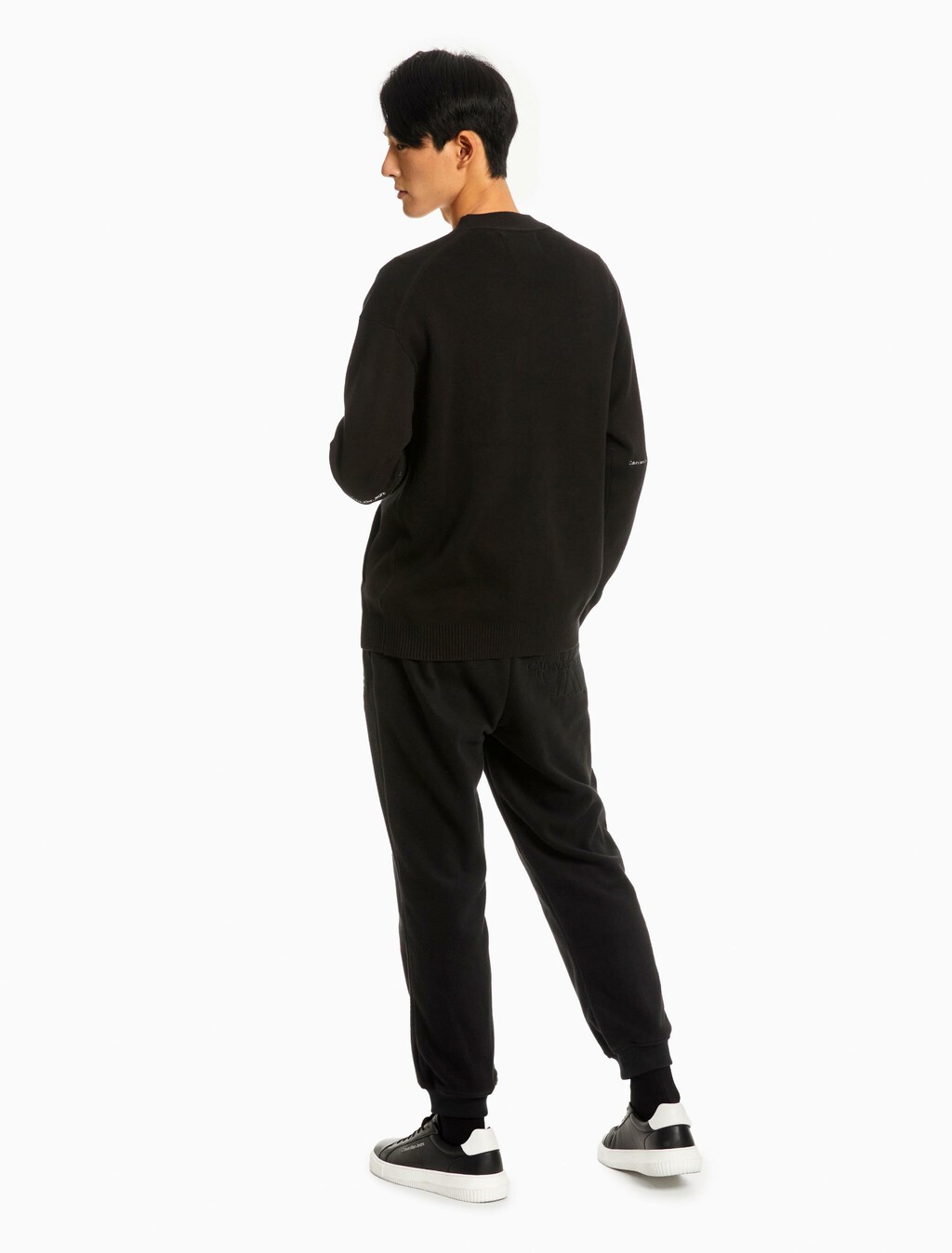 Logo Stripe Cardigan, Ck Black, hi-res