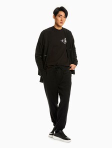 Logo Stripe Cardigan, Ck Black, hi-res