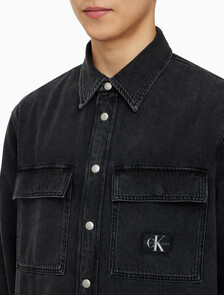 Buy 남성 릴렉스핏 데님 셔츠 in color WASHED BLACK LOGO LACE