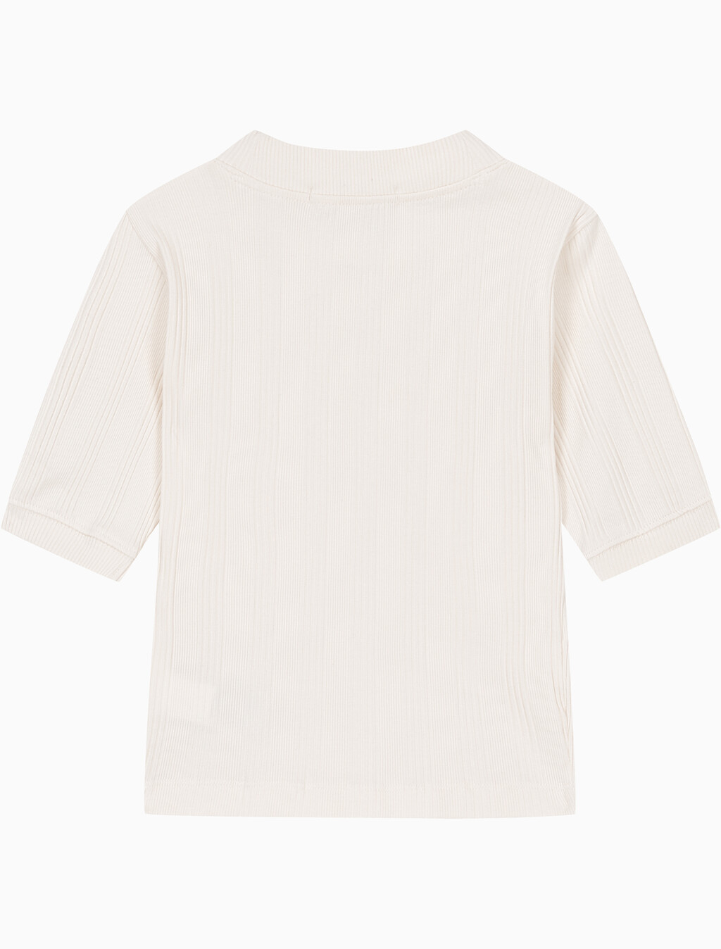 Buy 여성 모노그램 로고 뱃지 립 슬림핏 반팔 티셔츠 in color WHITE