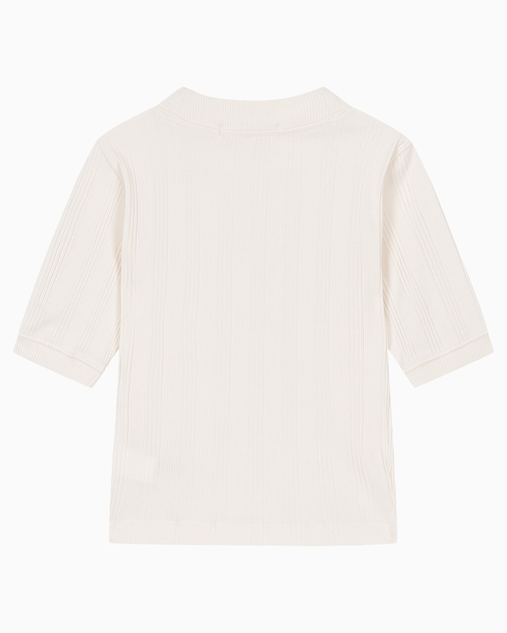 Buy 여성 모노그램 로고 뱃지 립 슬림핏 반팔 티셔츠 in color WHITE