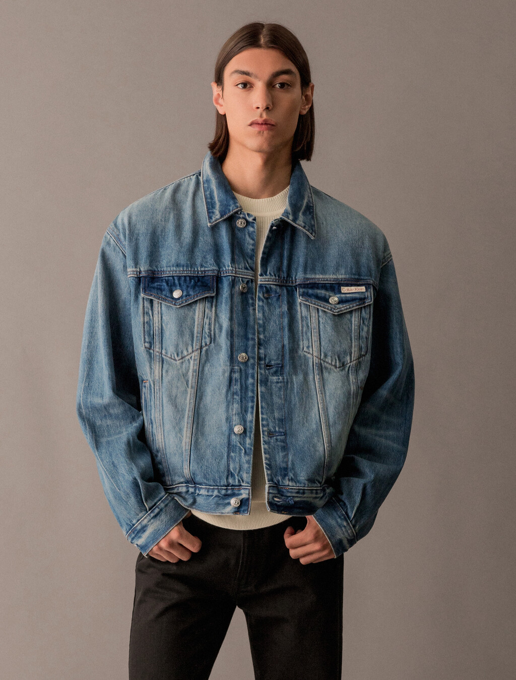 Buy 남성 90's 오로라 블루 데님 자켓 in color BLUE