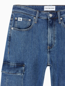 Buy 남성 90's 루즈핏 카고 데님 in color MID BLUE BACK EMBRO