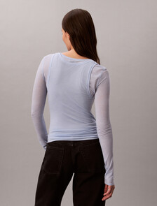 Buy 여성 울 블랜드 페미닌 더블레이어 탑 in color Light blue