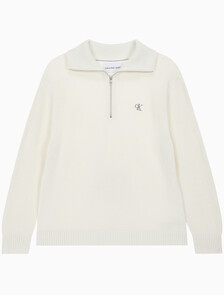 Buy 남성 하프 집업 풀오버 스웨터 in color WHITE
