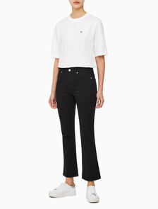 Buy 여성 하이라이즈 바디슬림 부츠핏 앵클 블랙 데님 in color WASHED BLACK LOGO LACE