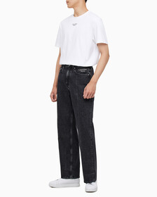Buy 남성 뉴와이드핏 블랙 데님 in color WASHED BLACK LOGO LACE