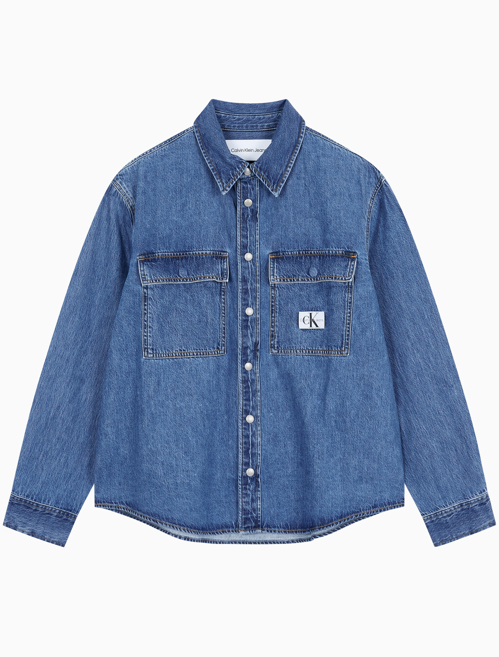 Buy 남성 릴렉스핏 데님 셔츠 in color MID BLUE BACK EMBRO