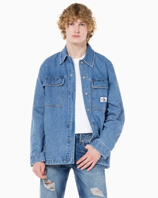 Buy 남성 박시 루즈핏 라이트블루 데님 셔츠 in color 028A CHALKY BLU