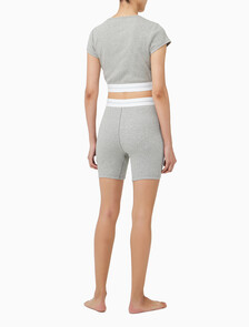 Buy 여성 코튼 스트레치 립 리브드 크롭티 in color GREY HEATHER