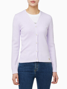 Buy 여성 우븐라벨 케이블 가디건 in color Light Pink