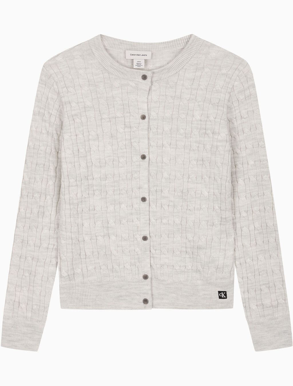 Buy 여성 울 케이블 크루넥 가디건 in color Light Grey