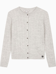 Buy 여성 울 케이블 크루넥 가디건 in color Light Grey