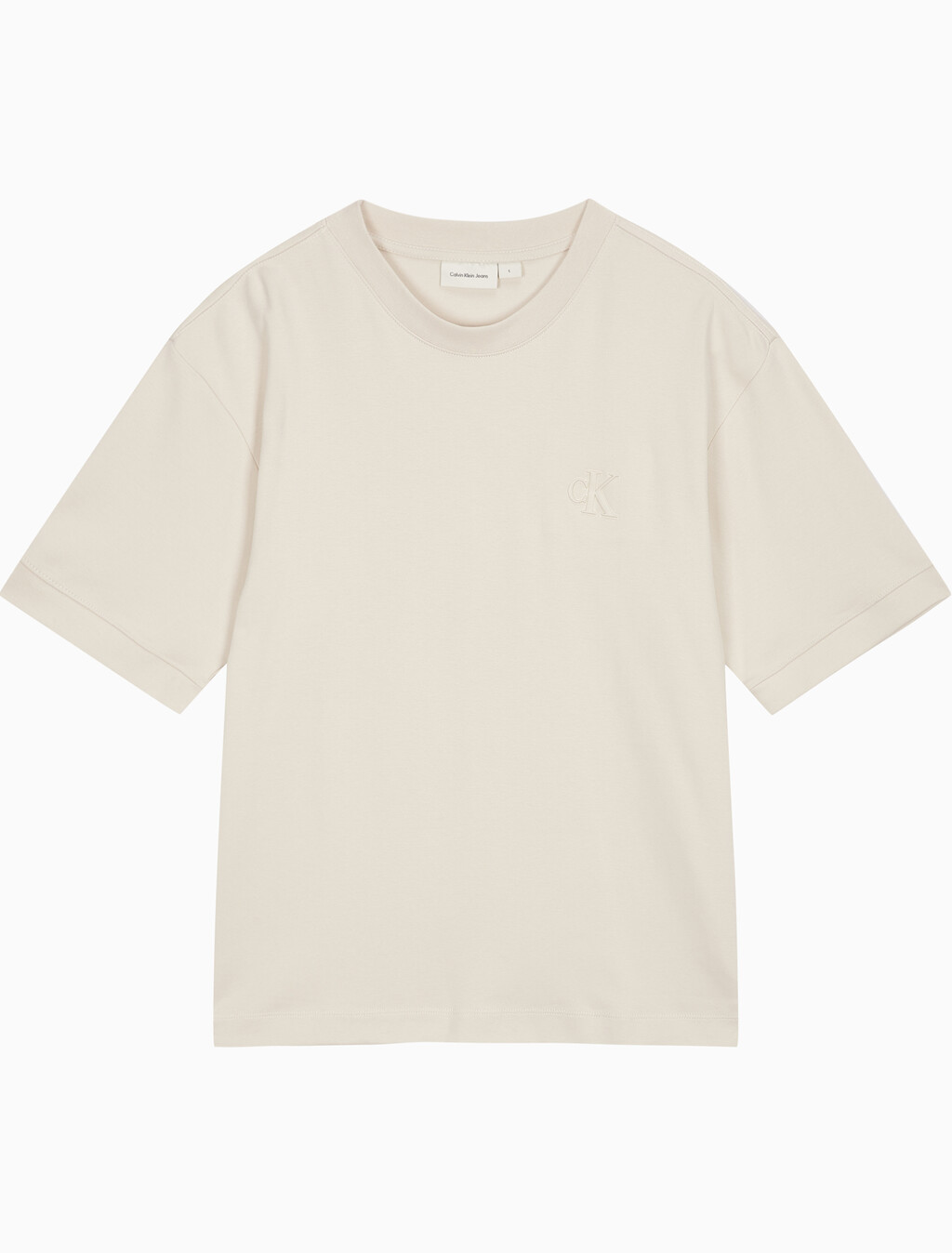 Buy 남성 릴렉스핏 CK 인터락 반팔 티셔츠 in color LIGHT BEIGE