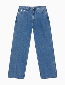 Buy 남성 와이드핏 미드블루 데님 in color MID BLUE BACK EMBRO