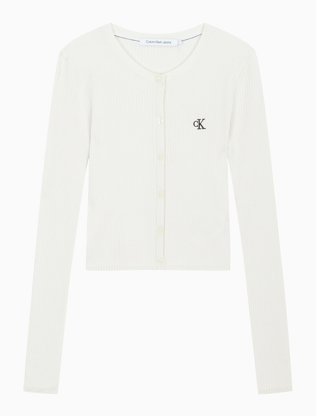Buy 여성 슬림 크롭 립 가디건 in color WHITE
