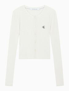 Buy 여성 슬림 크롭 립 가디건 in color WHITE