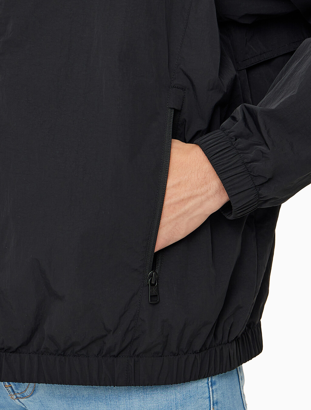 Buy 남성 에센셜 스탠드 카라 집업 자켓 in color CK BLACK