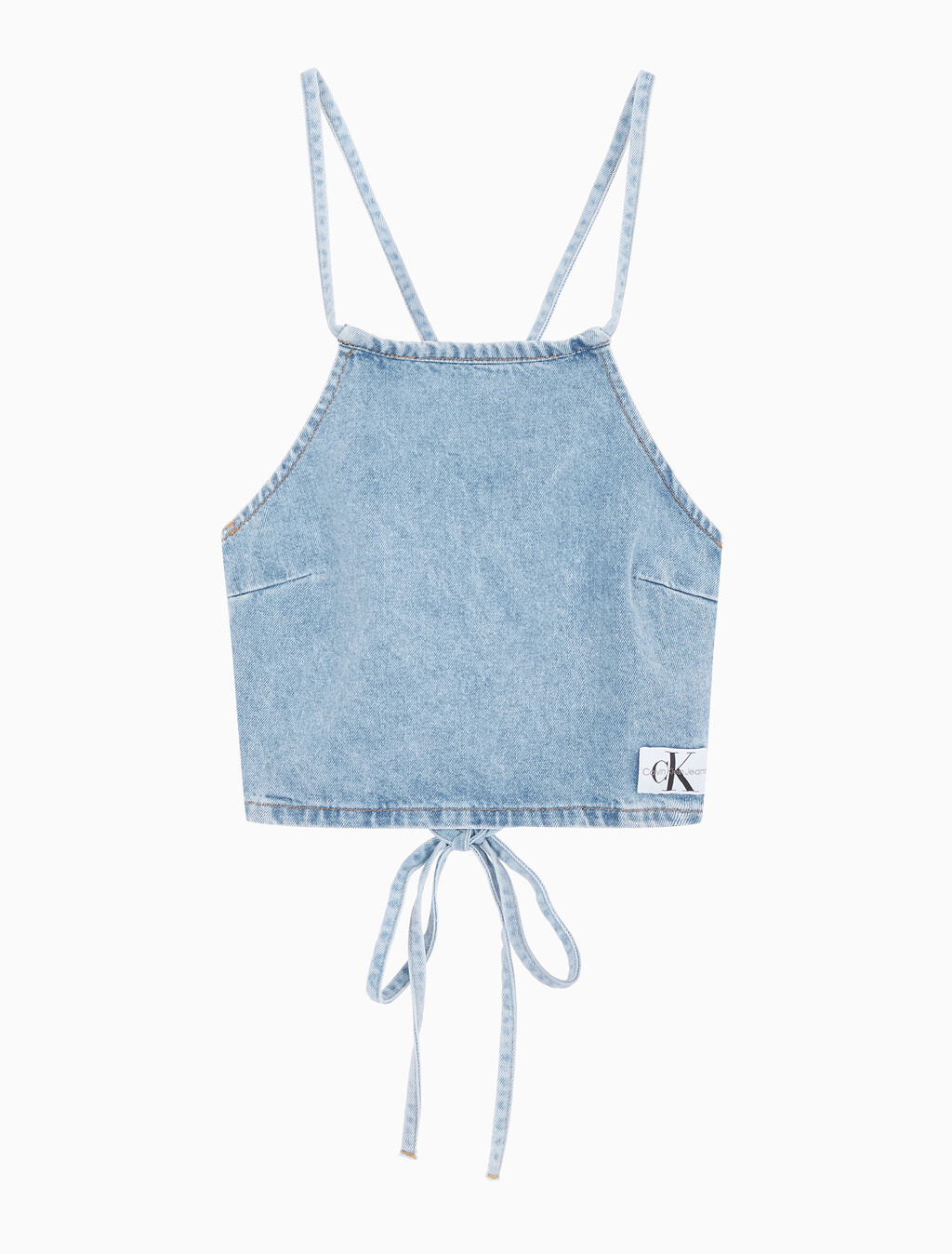 Buy 여성 타이 디테일 숏 탑 in color CHALKY BLUE