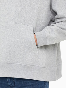 Buy 남성 아카이브 릴렉스핏 CK 스몰 로고 기모 후디 in color GREY HEATHER