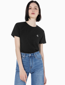 Buy 여성 슬림핏 2PK 반팔 티셔츠 in color CK BLACK