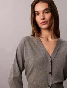 Buy 여성 테크 니트 가디건 in color MEDIUM GREY HEATHER