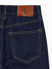 Buy 여성 릴렉스드 크롭 인디고 자카드 데님 in color denim