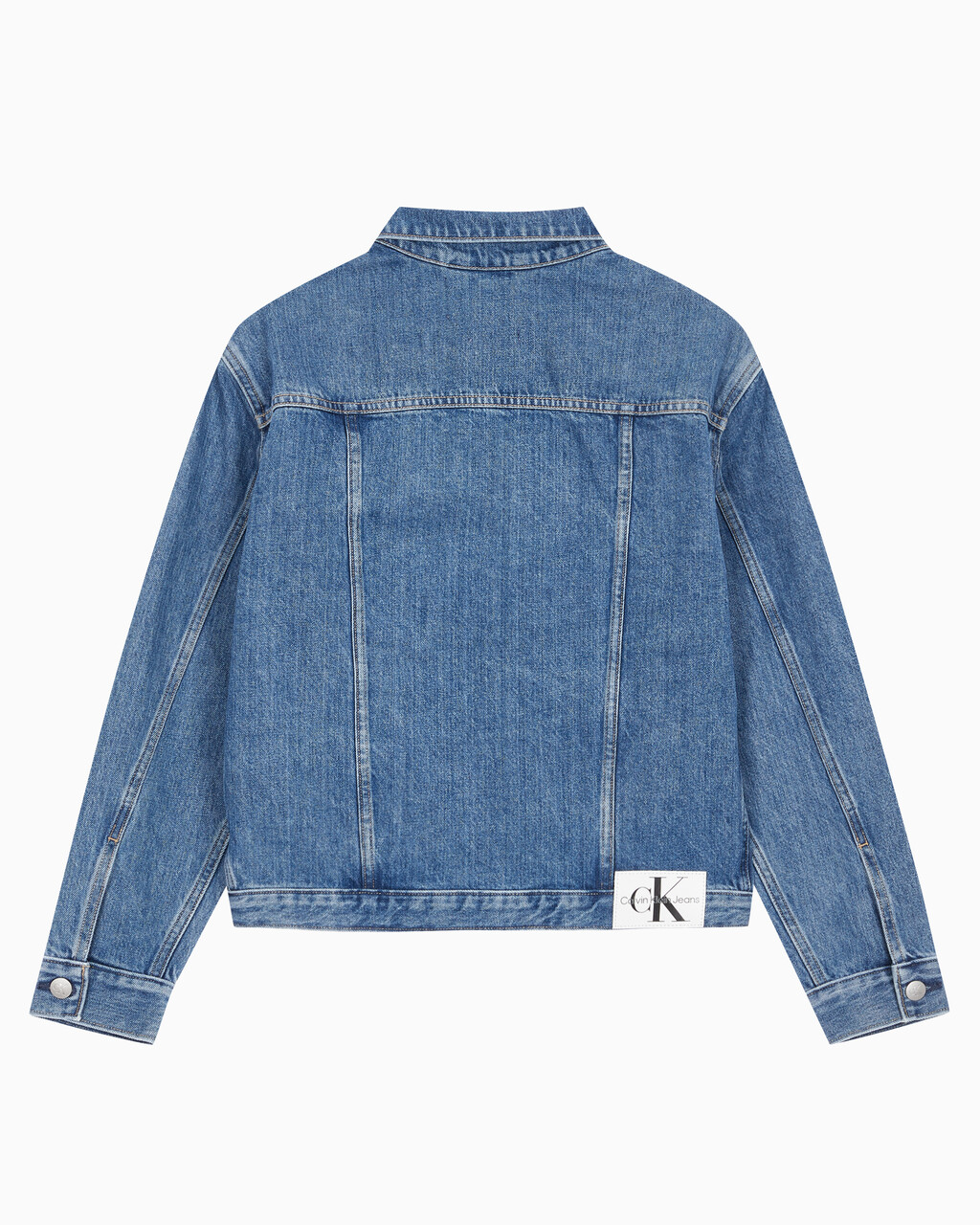 Buy 여성 모노그램 뱃지 데님 자켓 in color MID BLUE BACK EMBRO