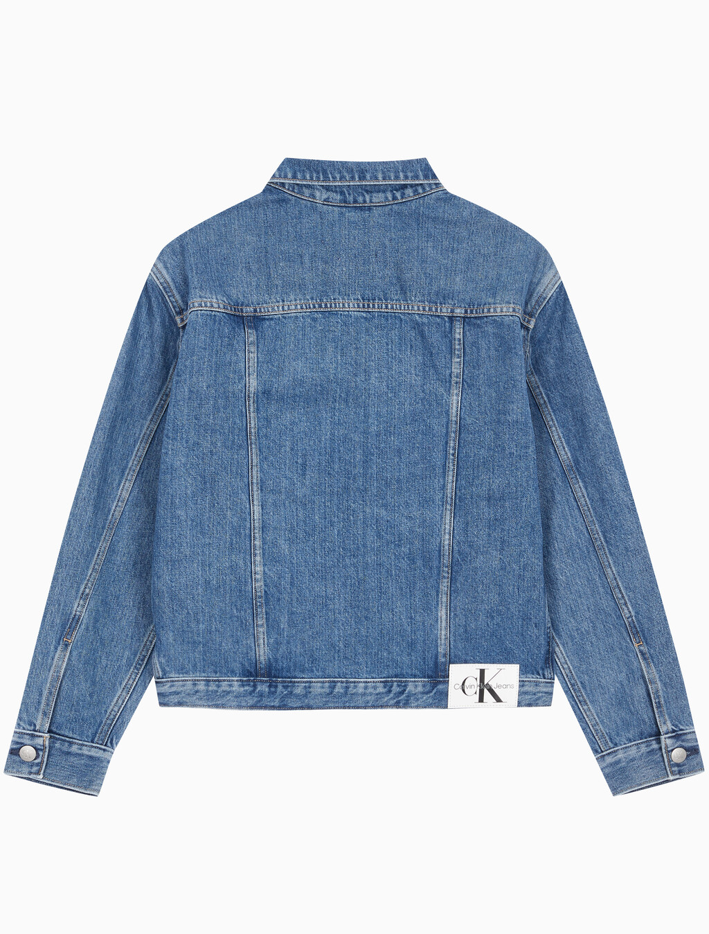 Buy 여성 모노그램 뱃지 데님 자켓 in color MID BLUE BACK EMBRO