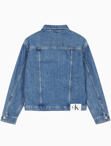 Buy 여성 모노그램 뱃지 데님 자켓 in color MID BLUE BACK EMBRO