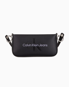 Buy 여성 CKJ 스컬티드 파우치 숄더백 in color BLACK
