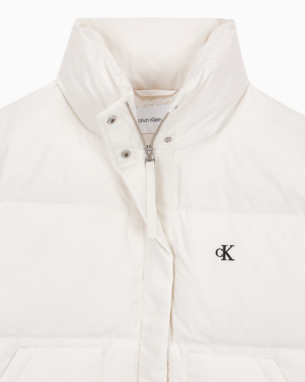 Buy 여성 숏 렝스 스탠드 카라 푸퍼 다운 재킷 in color WHITE