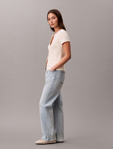 Buy 여성 리파인드립 버튼업 크루넥 탑 in color Ivory