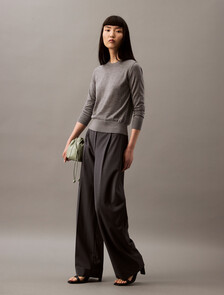 Buy 여성 롱슬리브 테크 메리노 울 크루넥 스웨터 in color MEDIUM GREY HEATHER