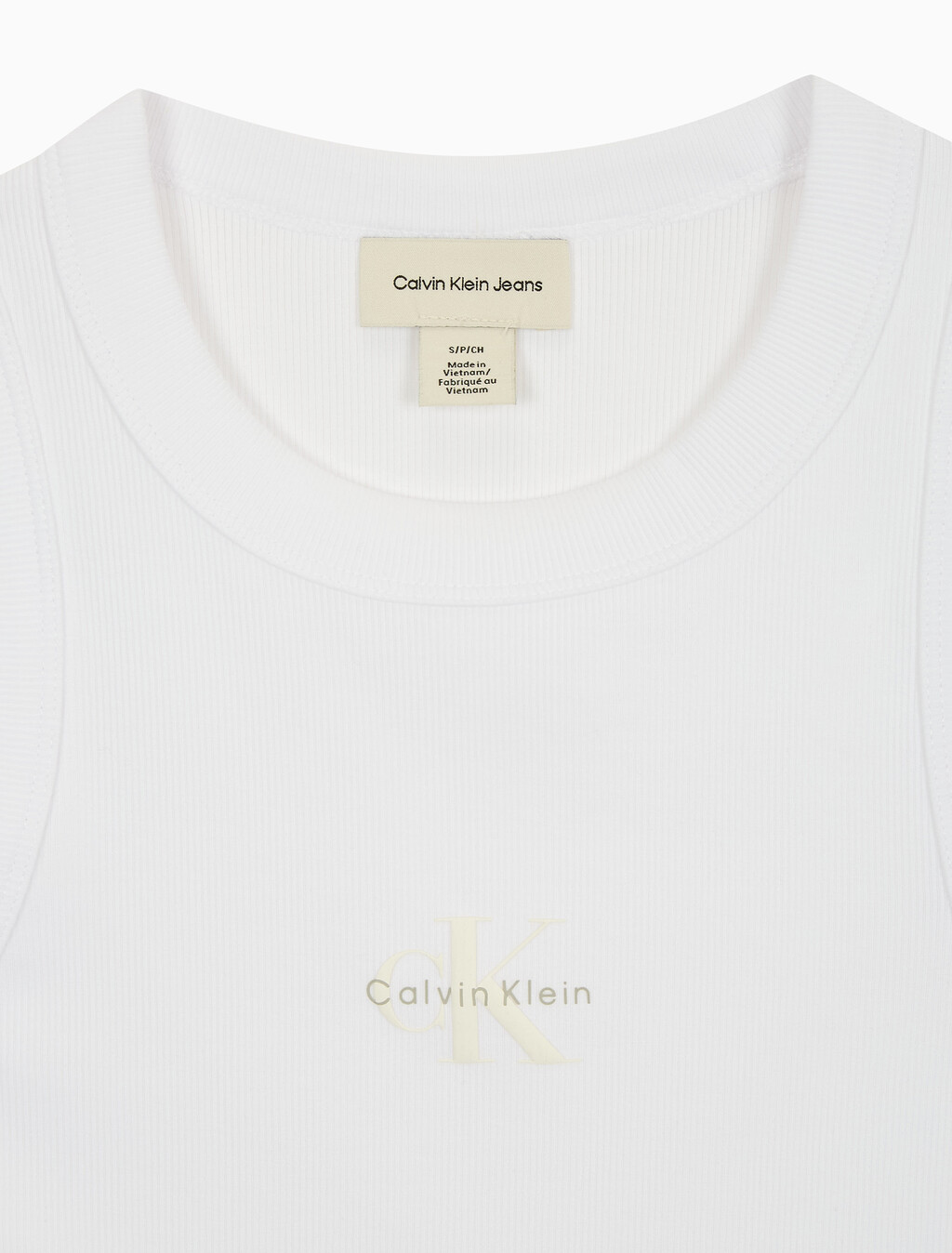 Buy 여성 모노그램 립 슬리브리스 in color BRILLIANT WHITE