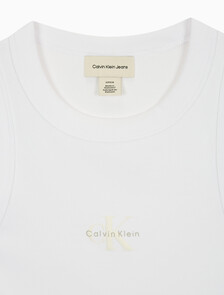 Buy 여성 모노그램 립 슬리브리스 in color BRILLIANT WHITE