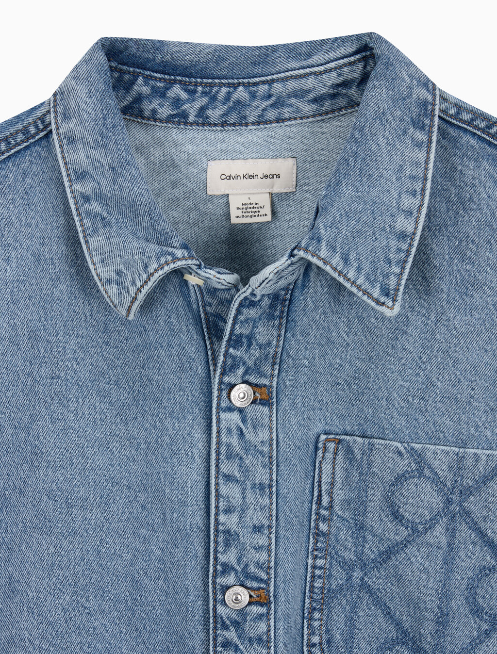 Buy 남성 90s 레귤러 핏 라이트블루스톤 워시 긴팔 데님 셔츠 in color Light blue