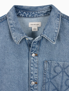 Buy 남성 90s 레귤러 핏 라이트블루스톤 워시 긴팔 데님 셔츠 in color Light blue