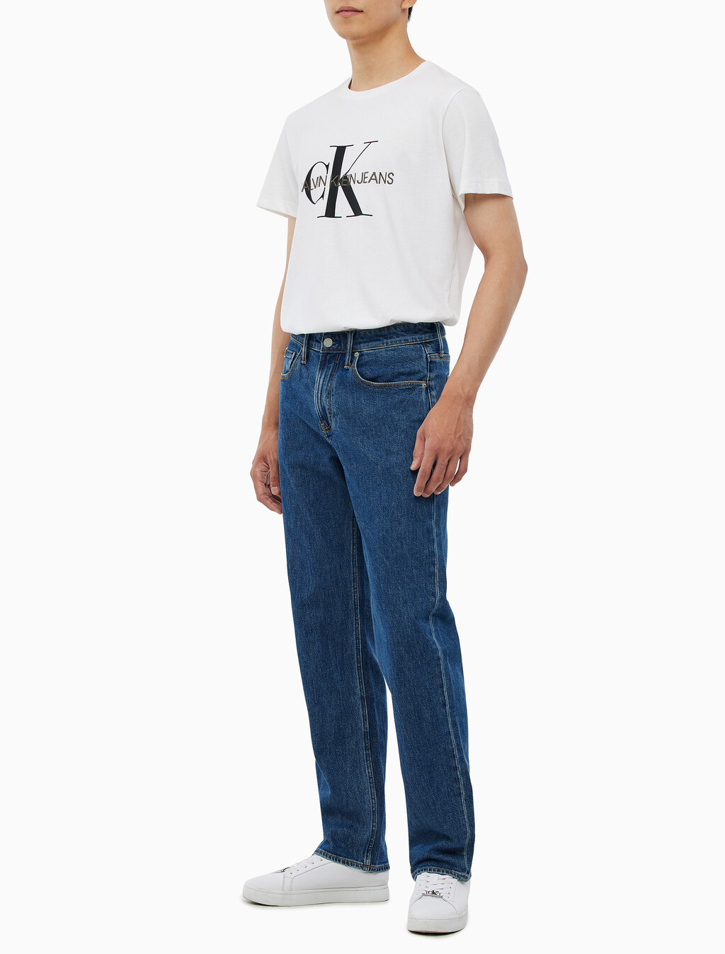 Buy 남성 90's 스트레이트핏 미드블루 데님 in color MID BLUE BACK EMBRO