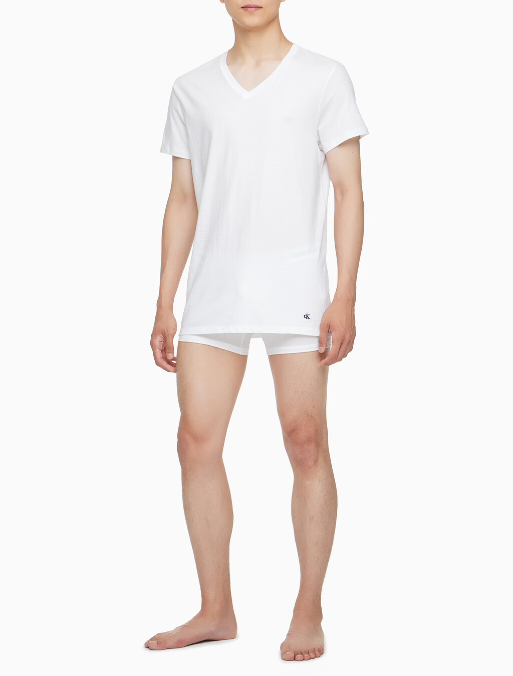 Buy 남성 코튼 클래식 브이넥 3PK in color WHITE