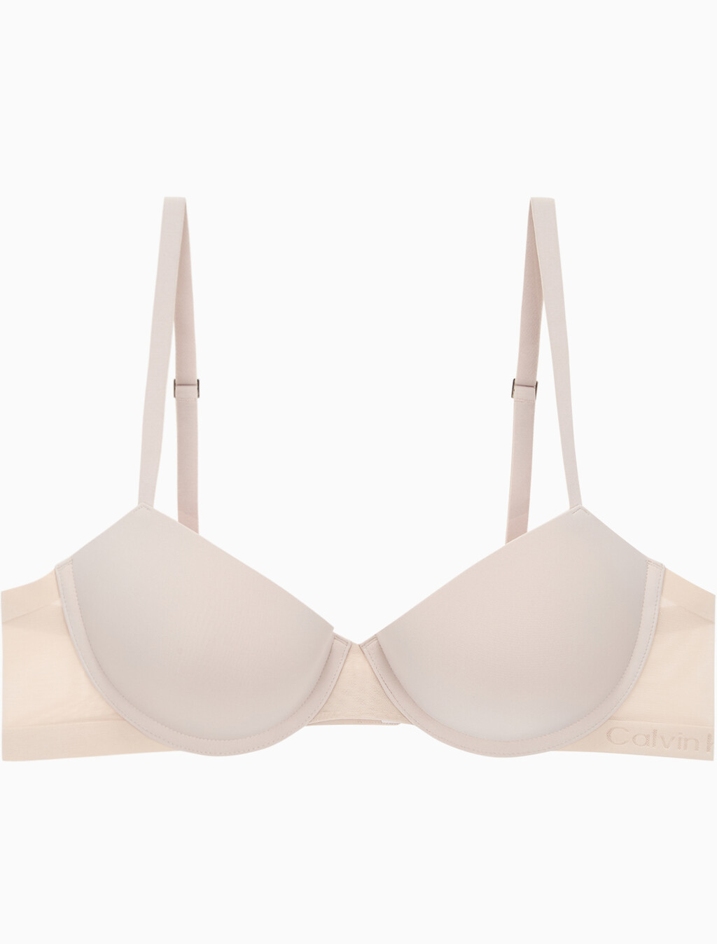 Buy 여성 미니멀리스트 메쉬 업리프트 데미 브라 in color PINK BEIGE