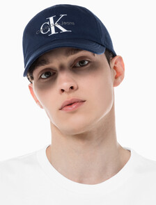 Buy 남녀공용 CKJ 모노그램 엠브로이더리 캡 in color TWILIGHT NAVY