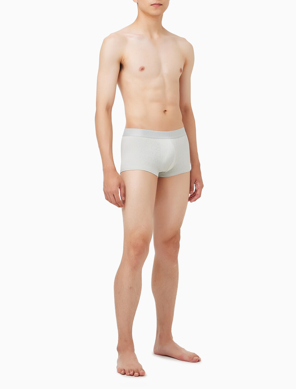 Buy 남성 CK 블랙 로고 자카드 로우 라이즈 드로즈 in color WHITE GREY