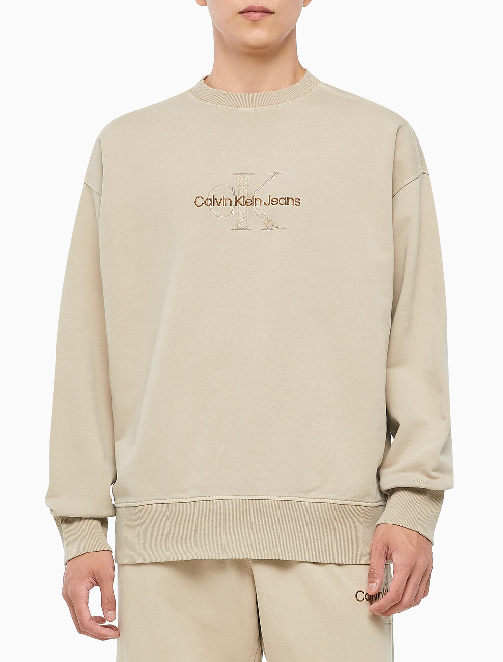 Buy 남성 모노로고 내츄럴 크루넥 in color BEIGE