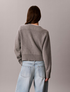 Buy 여성 울 코튼 라글란 가디건 in color MEDIUM GREY HEATHER