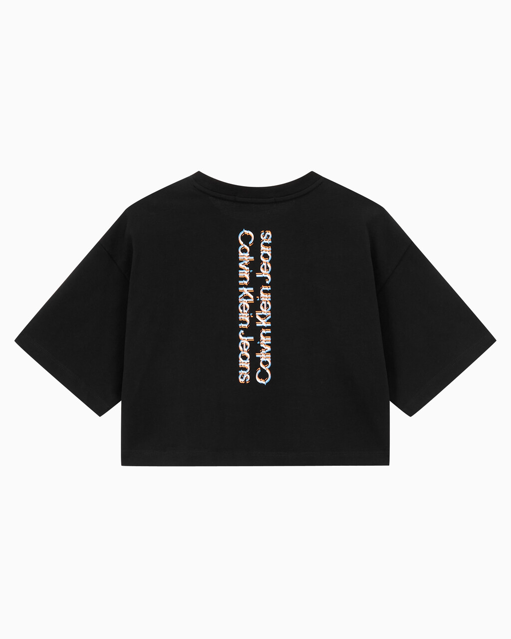 Buy 여성 그래픽 크롭 반팔 티셔츠 in color CK BLACK